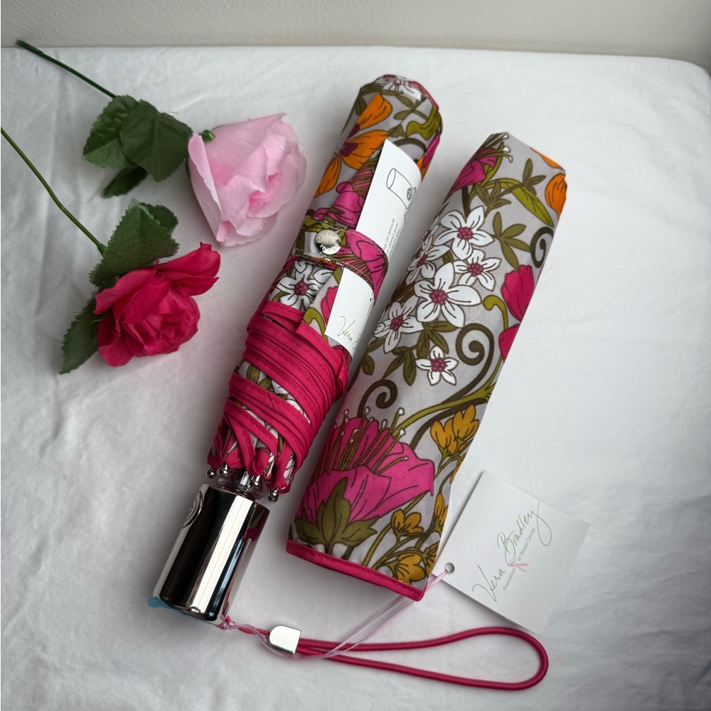 NWT Vera Bradley Tea Garden Automatic Umbrella RETIRED Rare ❤️💖 - Picture 4 of 7